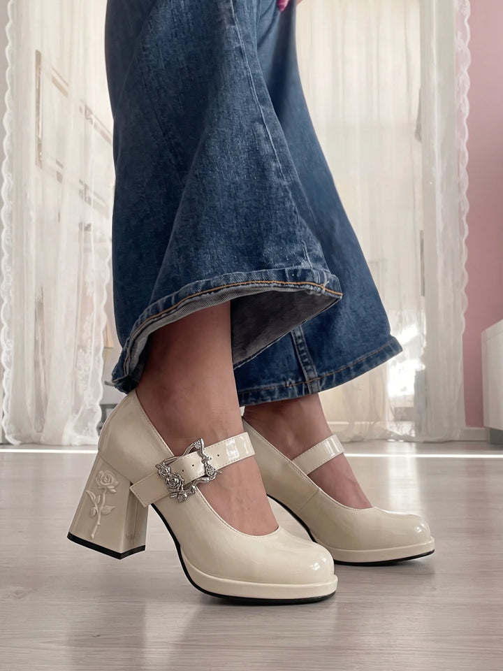 Rosalinde Rose Sculpture Mary Jane Heels