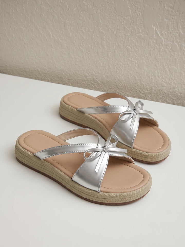 Brigitte Metallic Bow Platform Sandals