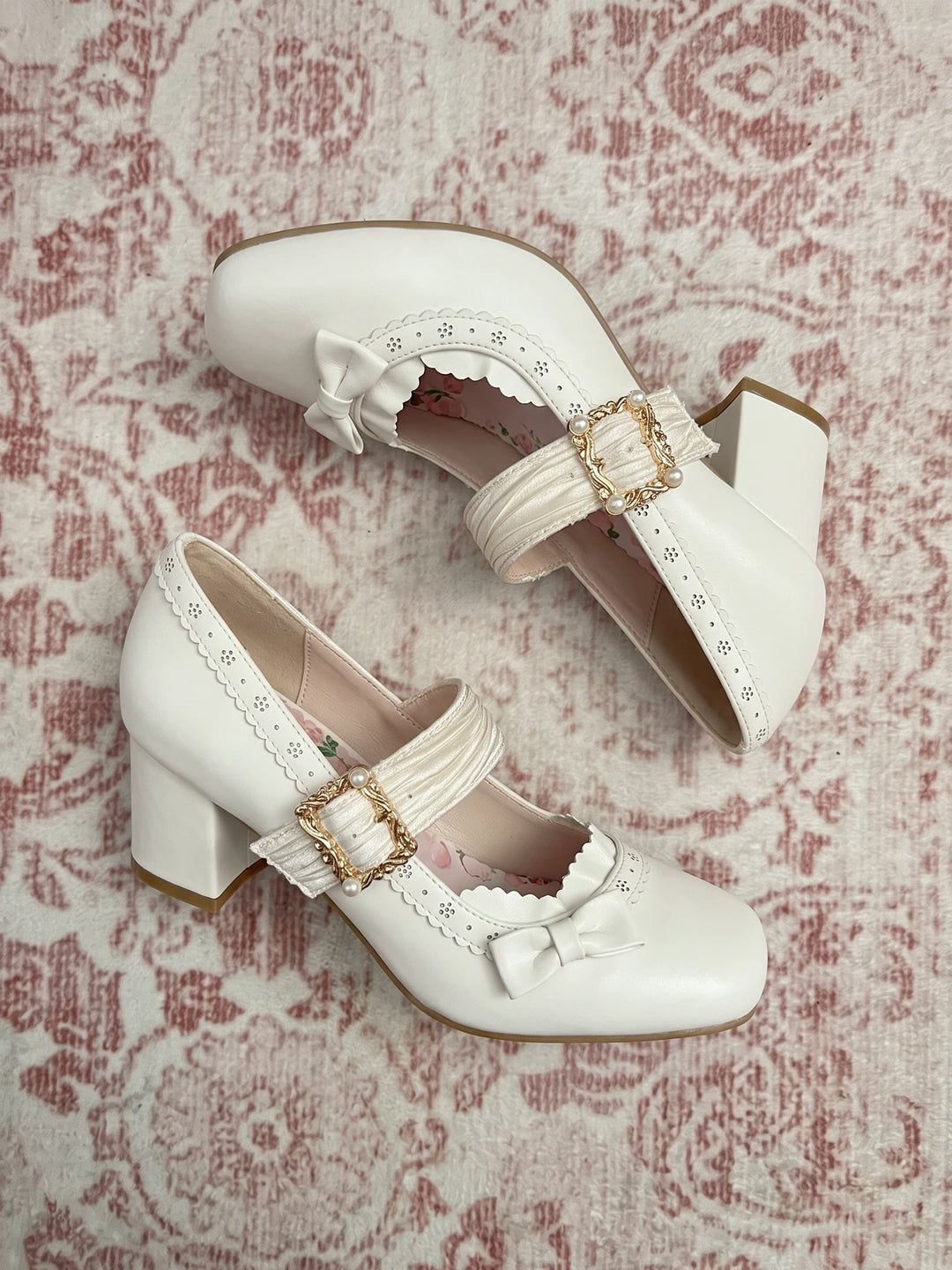 Mirelline Pearl Buckle Mary Jane Heels