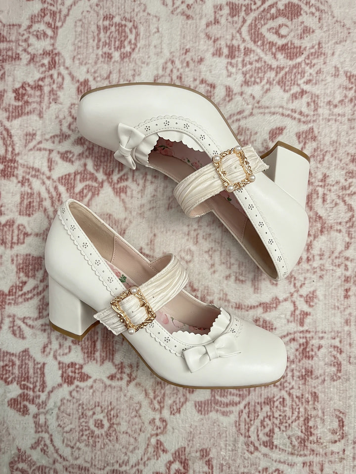 Mirelline Pearl Buckle Mary Jane Heels