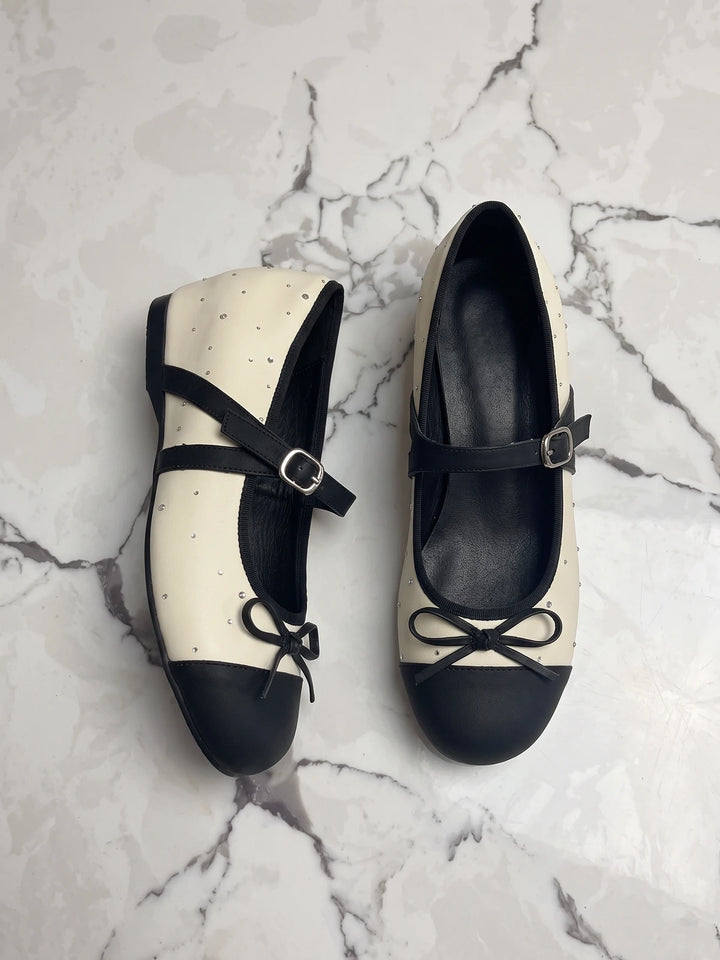 Charlotte Two-Tone Studded Mary Jane Flats