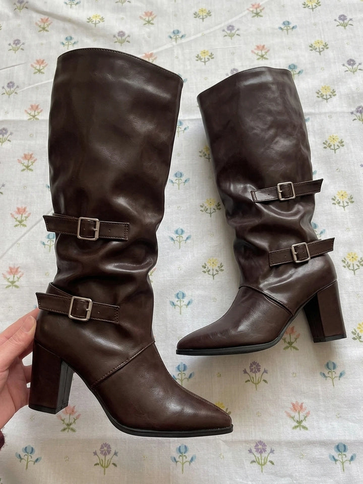Mirellionna Buckle Slouch Knee-High Boots