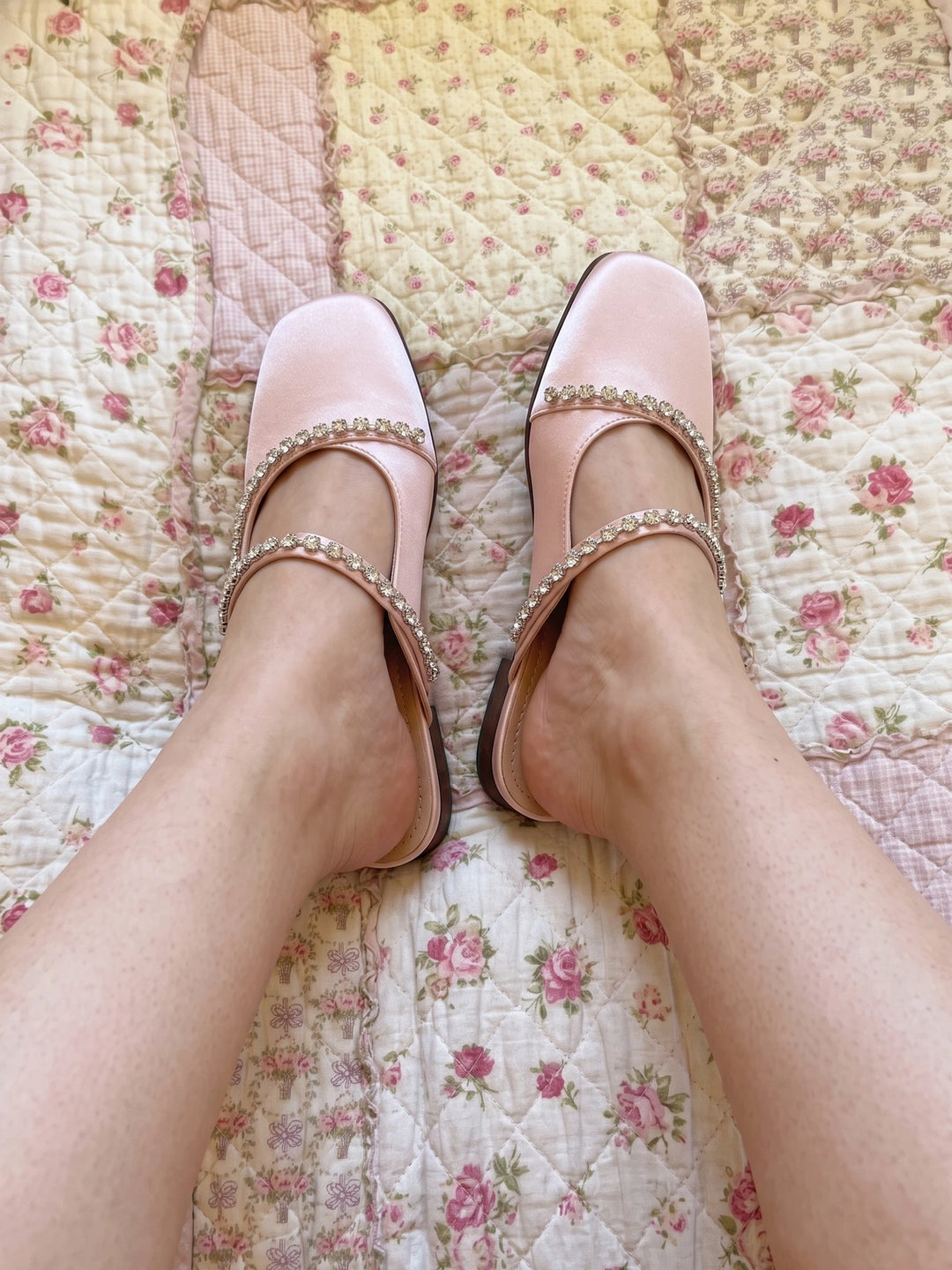 Faustina Rhinestone Satin Mules