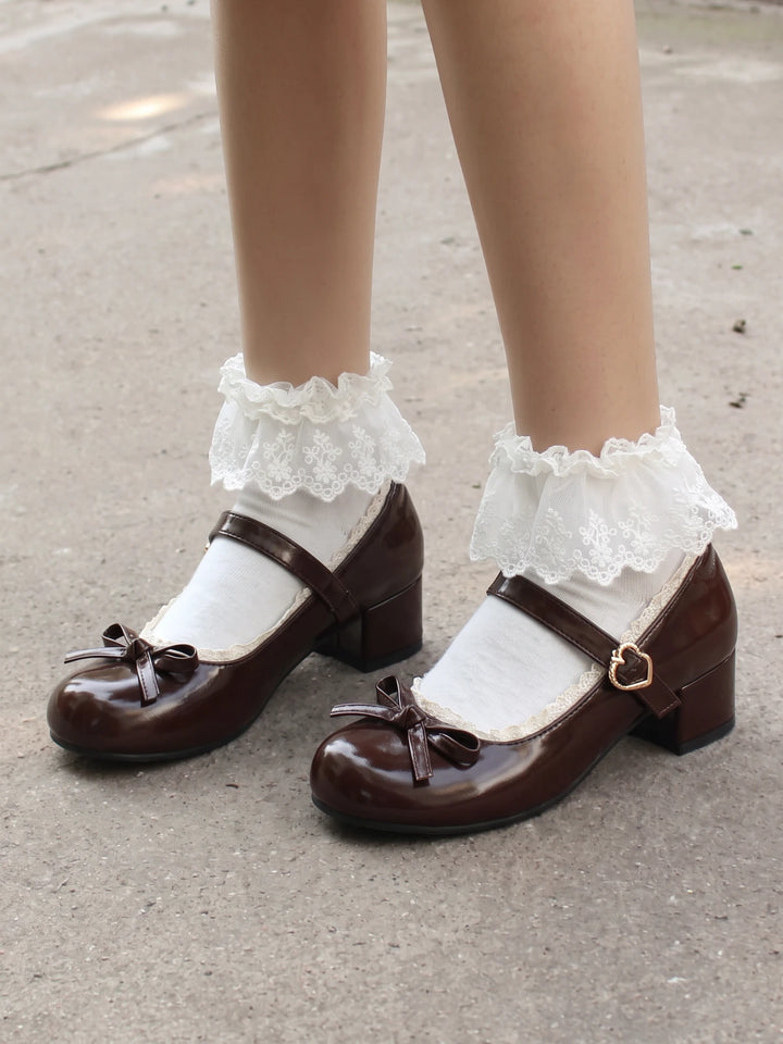 Fiorette Glossy Lace Mary Jane Heels