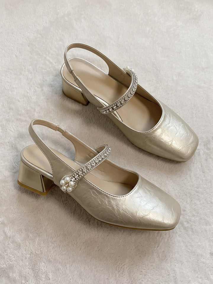 Melisande Rhinestone Champagne Sandals
