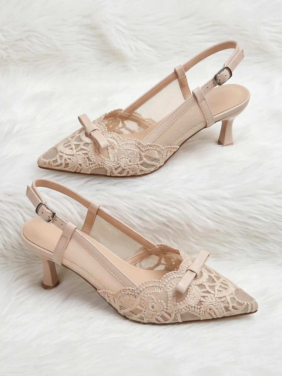 Evette Floral Lace Slingback Heels