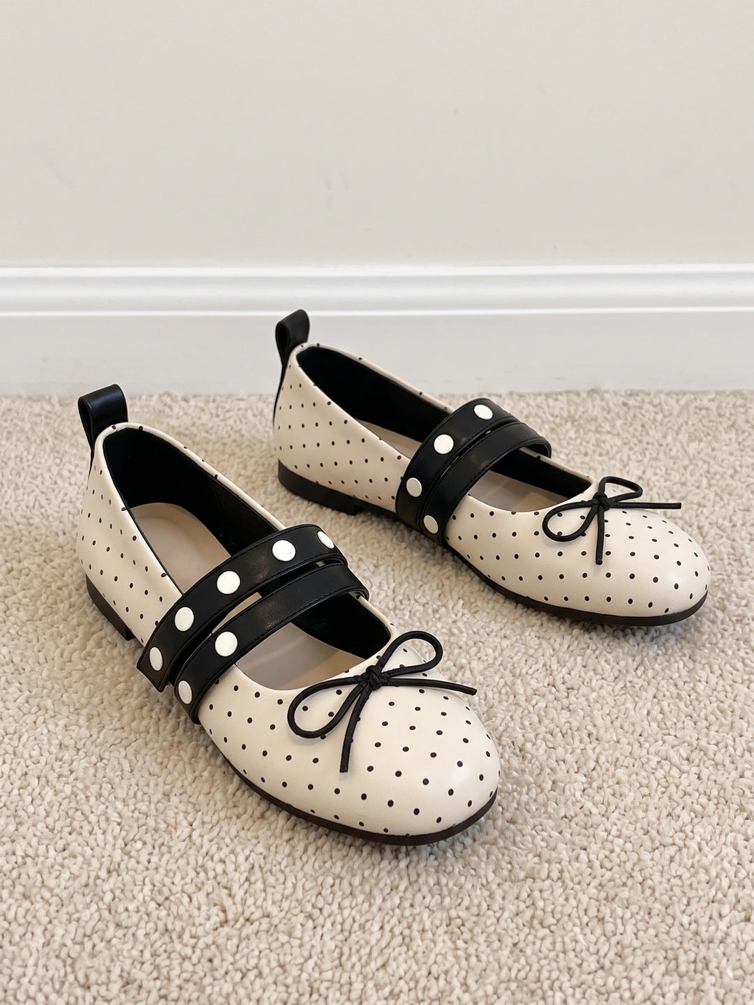 Mirettia Polka Dot Mary Jane Flats