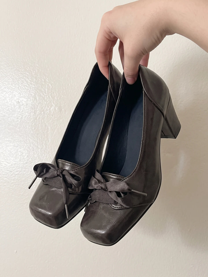 Célestine Matte Ribbon Bow Heels