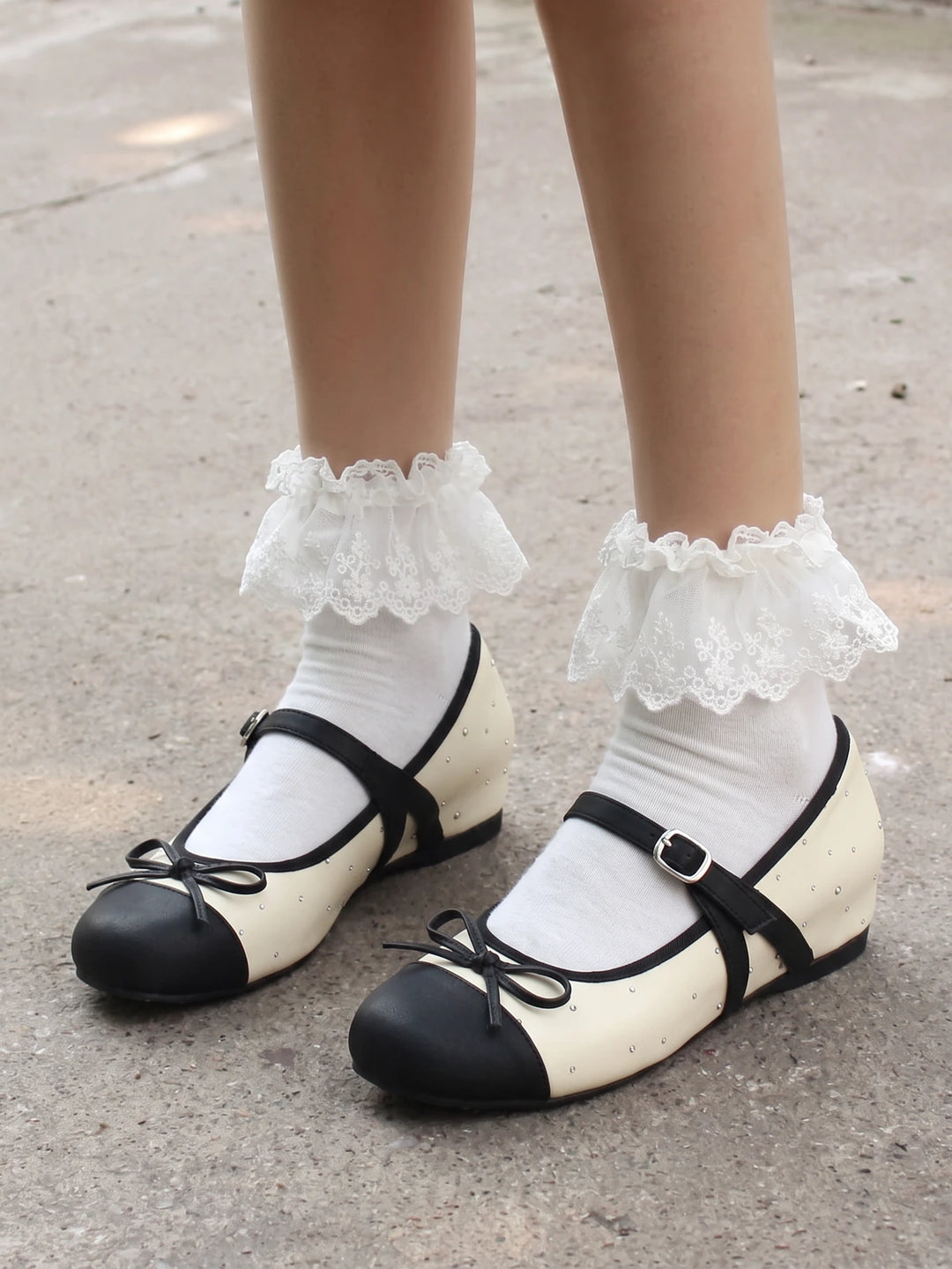 Charlotte Two-Tone Studded Mary Jane Flats