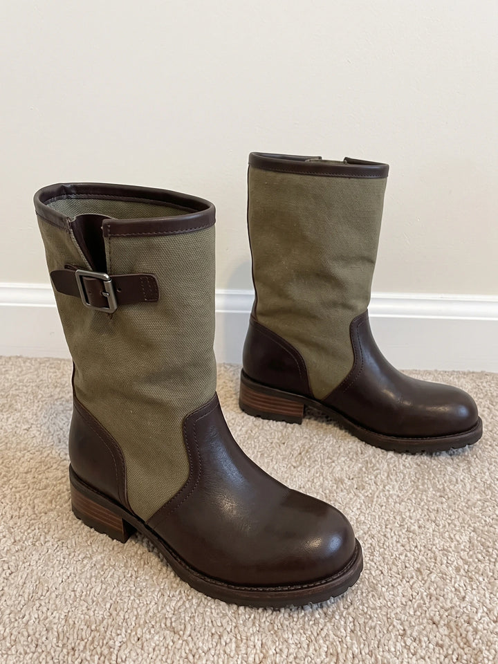 Mignettiane Canvas Buckle Mid-Calf Boots