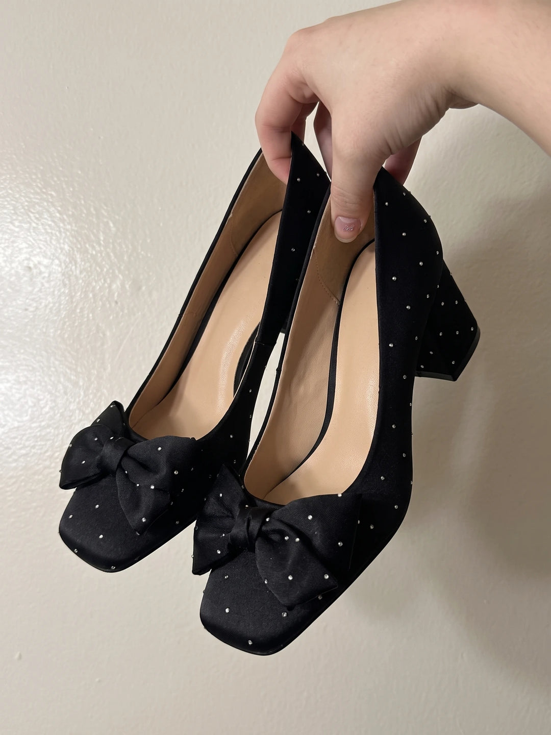 Mirellionna Crystal Bow Block Heels