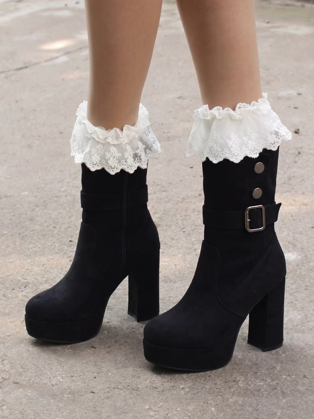 Victoria Buckled Suede Heeled Boots