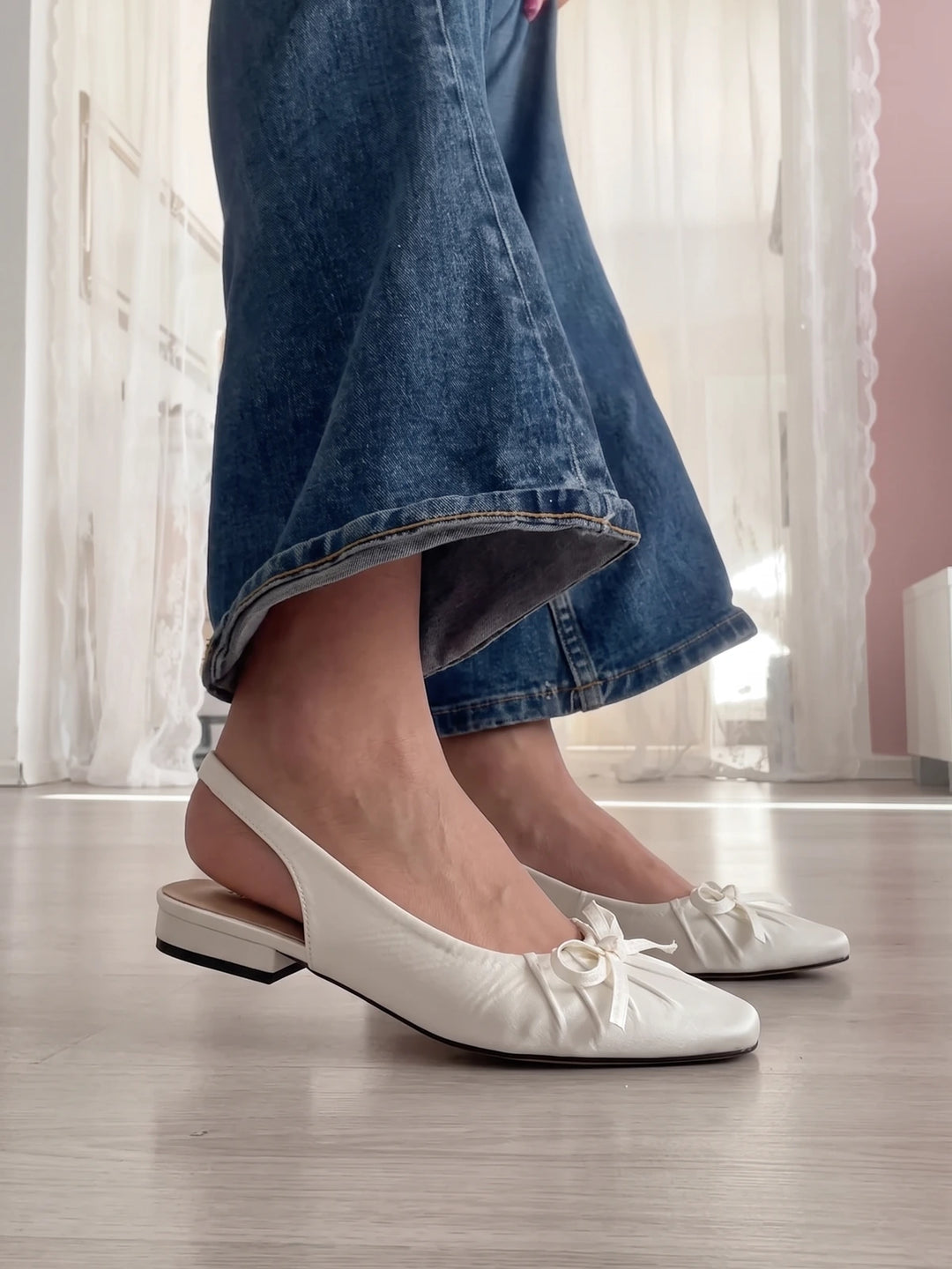 Cream-Satin Slingback
