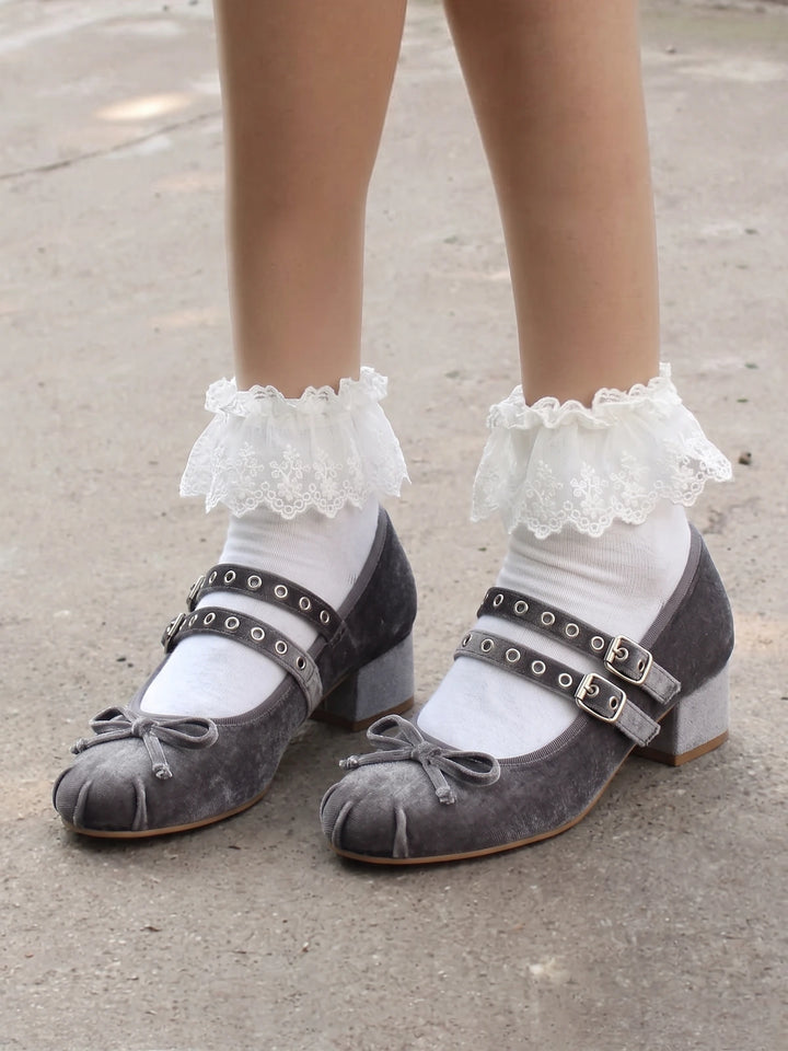Lavinie Velvet Bow Mary Janes