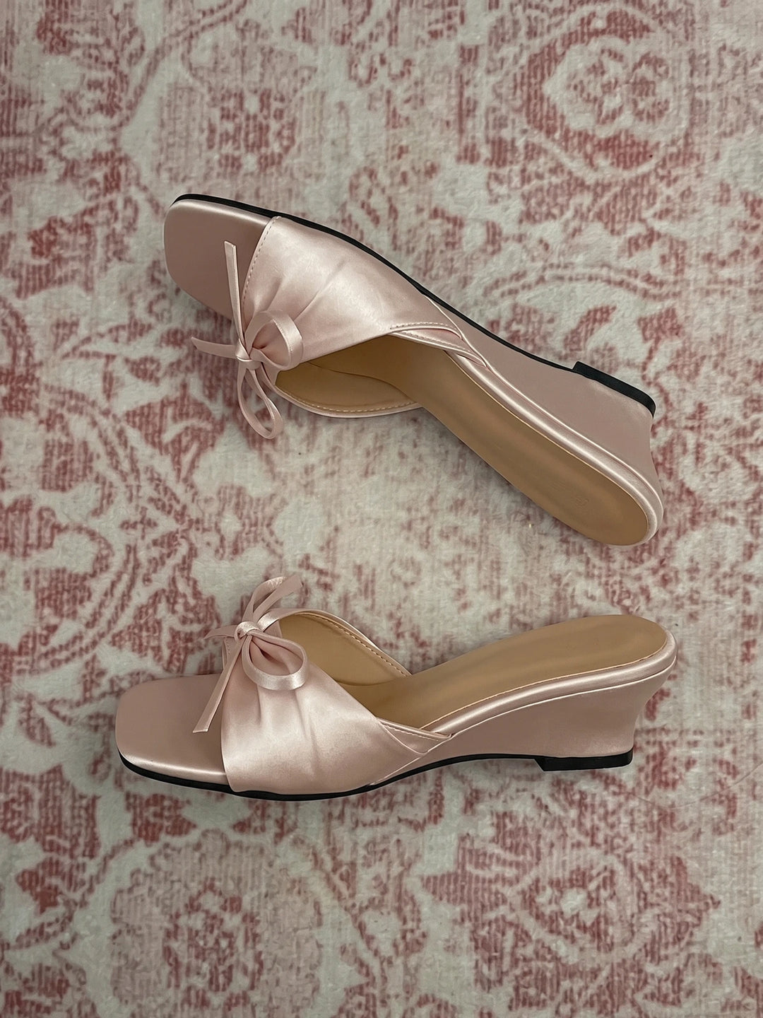 Pomeline Satin Bow Mule Wedges