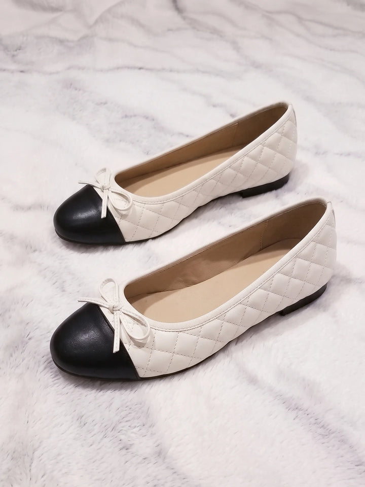 Micheline Quilted Cap-Toe Ballet Flats