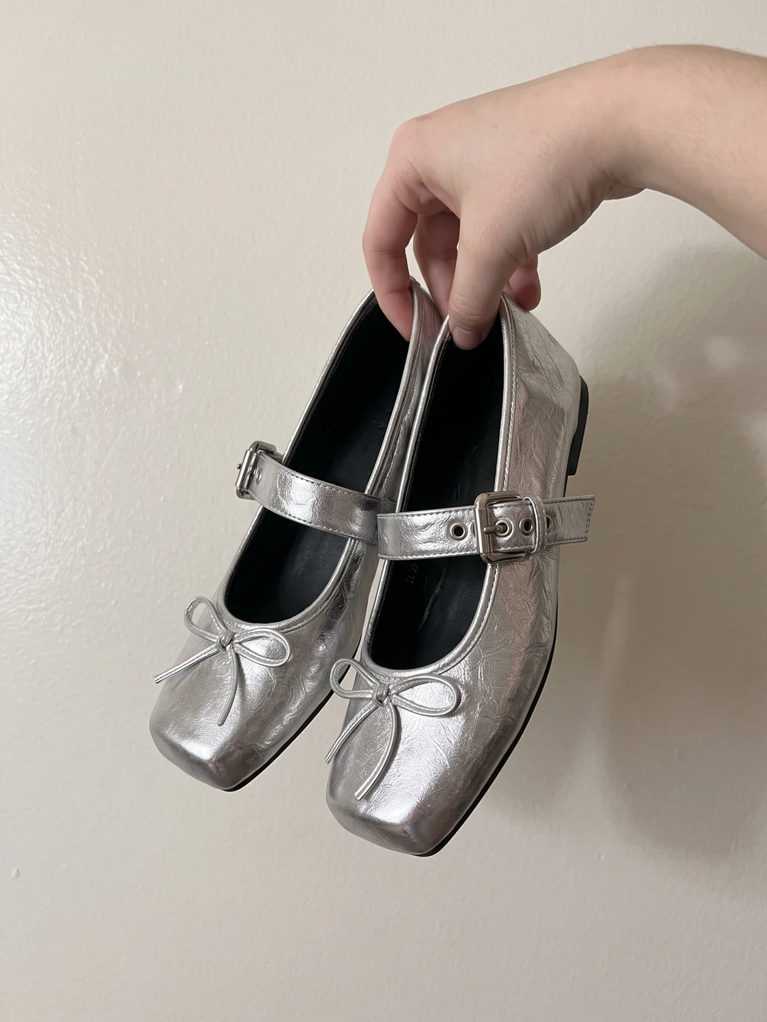 Vincette Silver Bow Mary Jane Flats