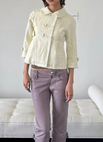 Classic Peter Pan Collar Leather Jacket