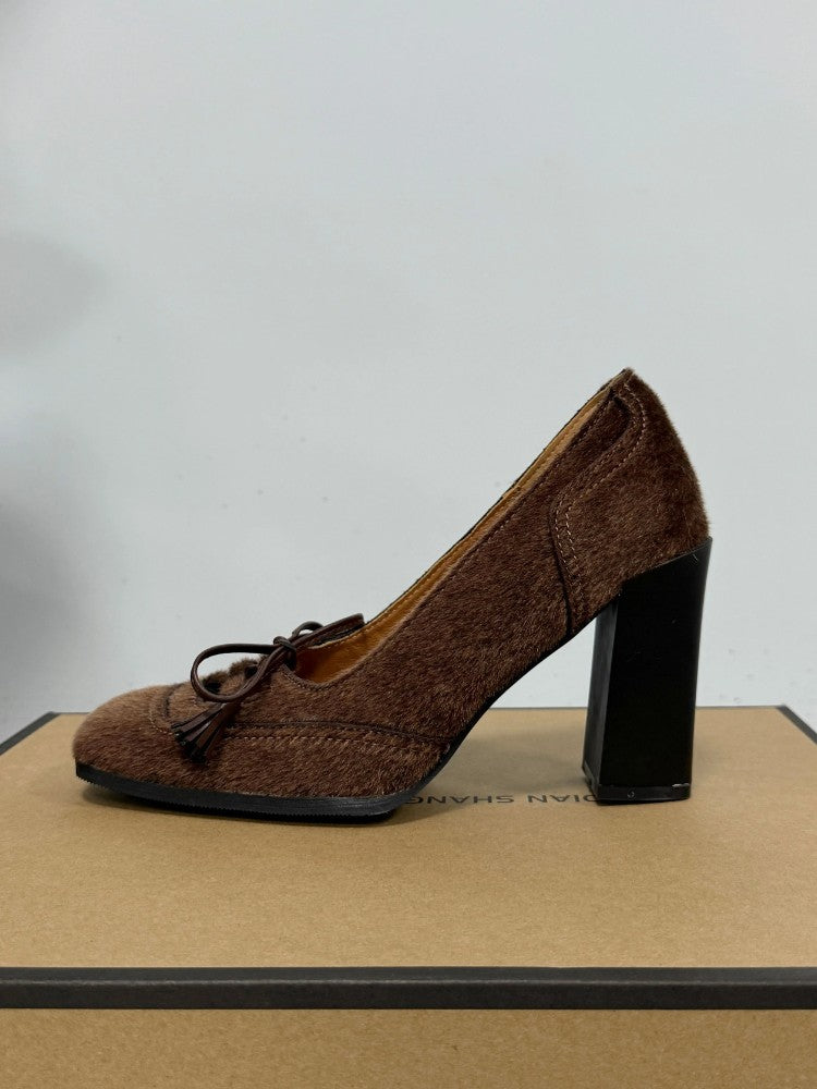 Retro Square Toe Bow Heels