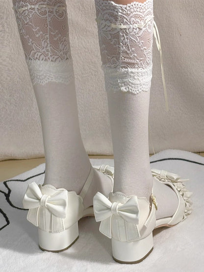 Pearl Bow Round-Toe Lolita Heels