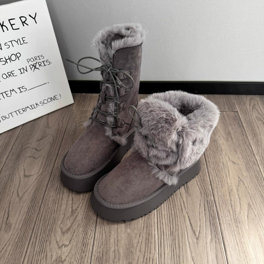 Two-Way Fleece Winter Snow Boots