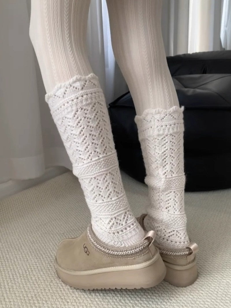 Hollow Out Knit Slouch Socks