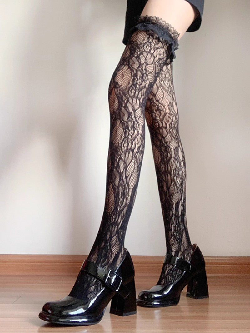 Lace Over Knee Slouch Stockings