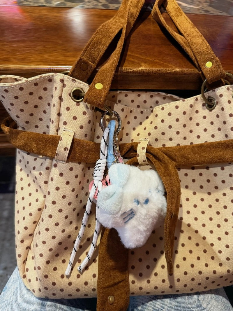 Retro Polka Dot Canvas Tote Bag