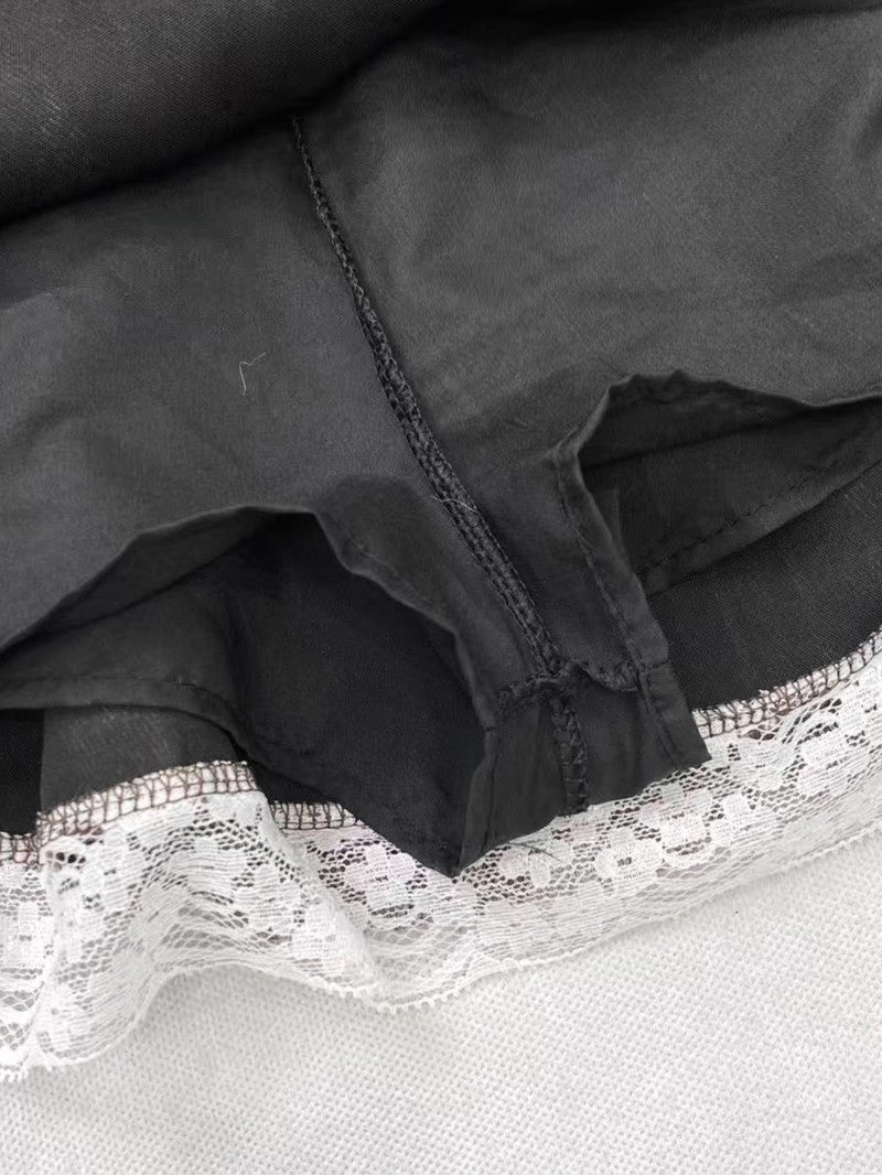 Plaid Patchwork Lace Woolen Mini Skirt