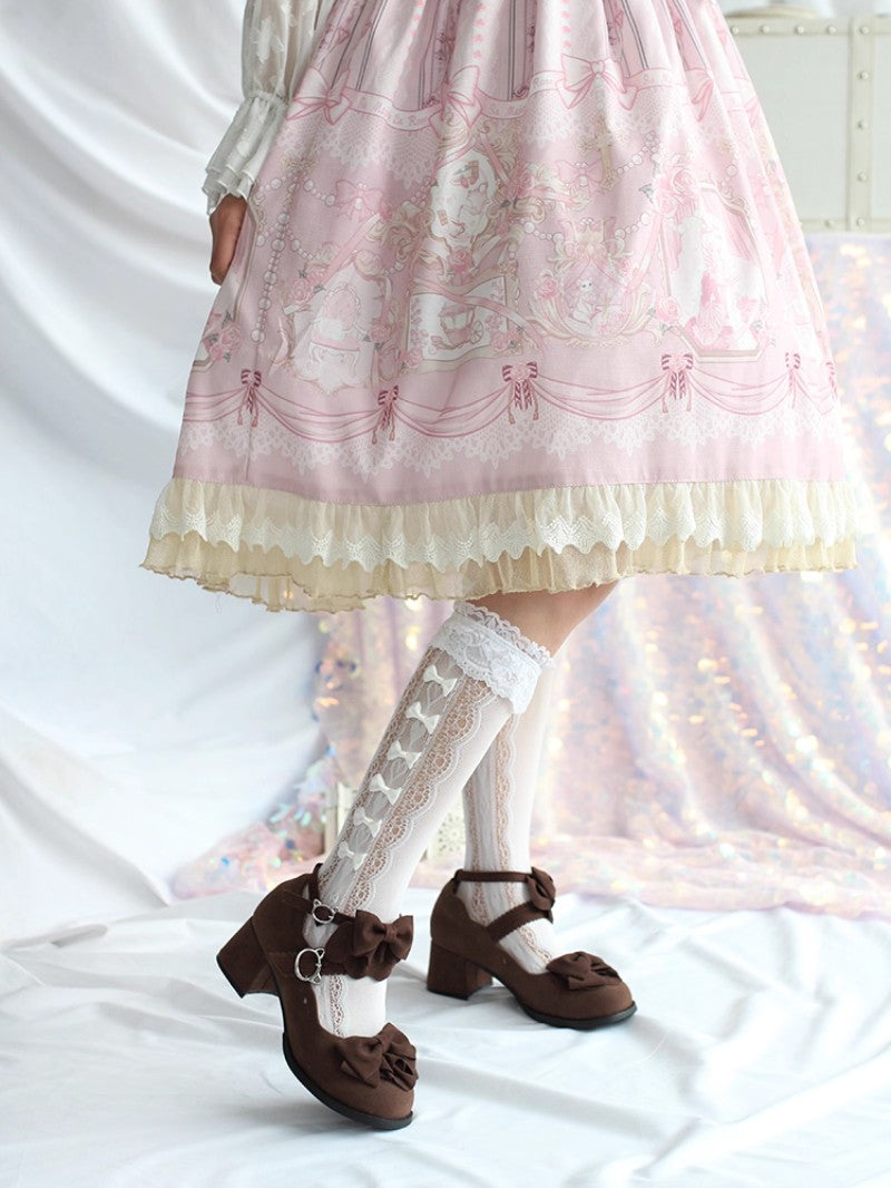 Cute Bow Mid-Heel Leather Shoes