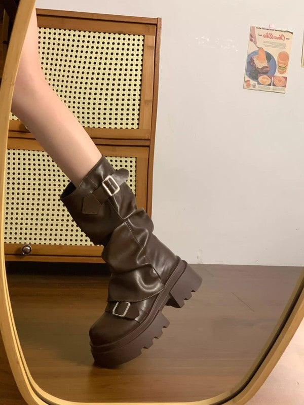 Retro Platform Mid-Calf Martin Boots
