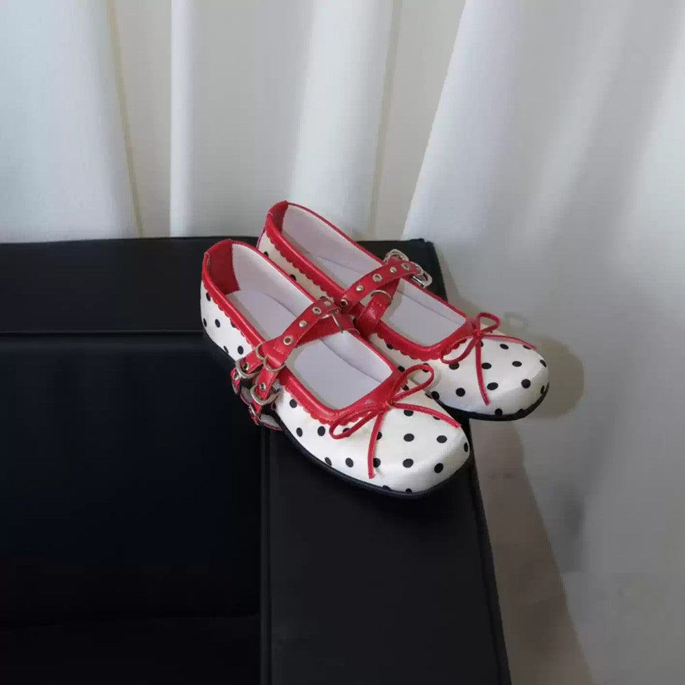 French Polka Dot Mary Janes