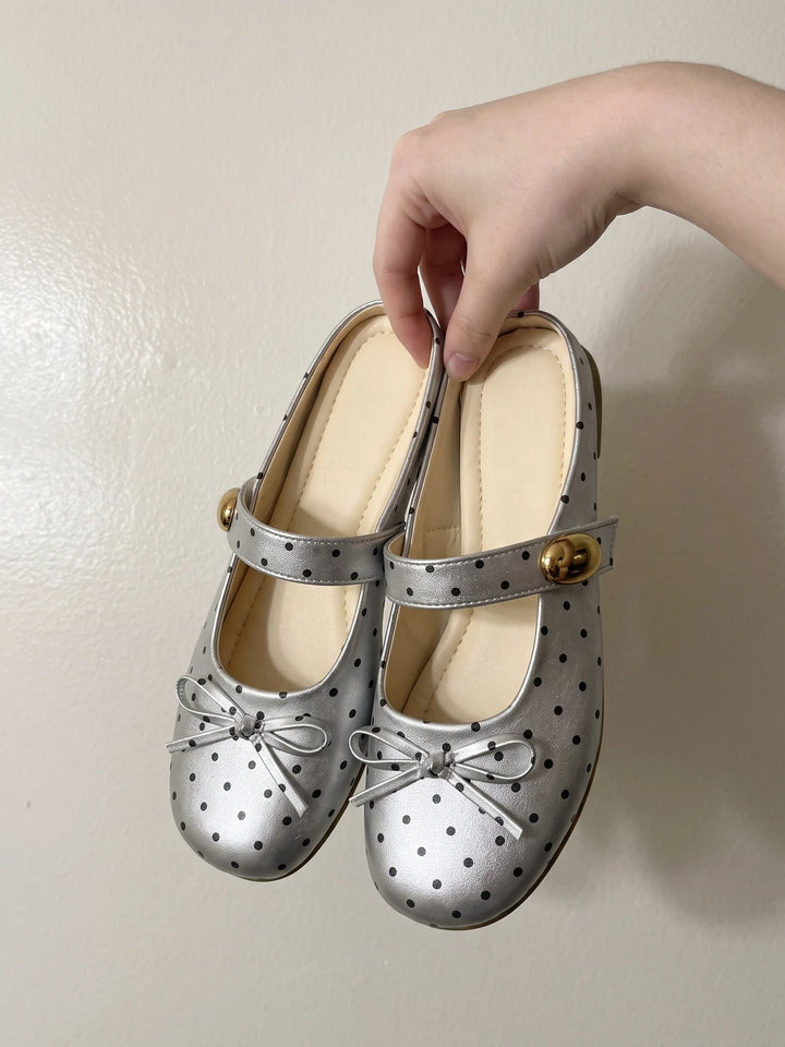 Zibelline Silver Dot Mule Flats