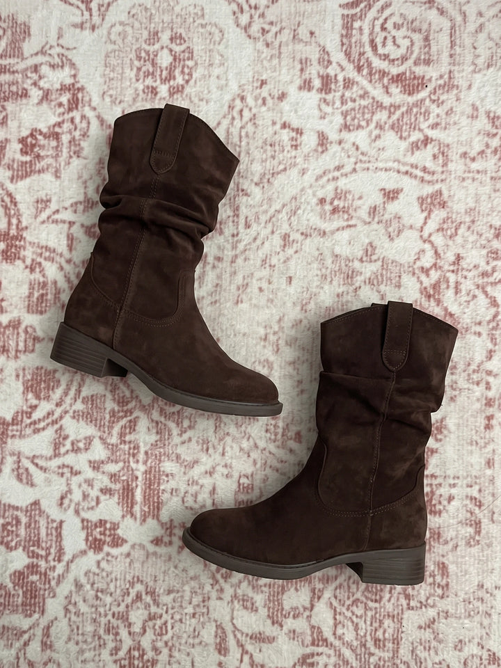 Lisabette Slouchy Suedette Mid-Calf Boots