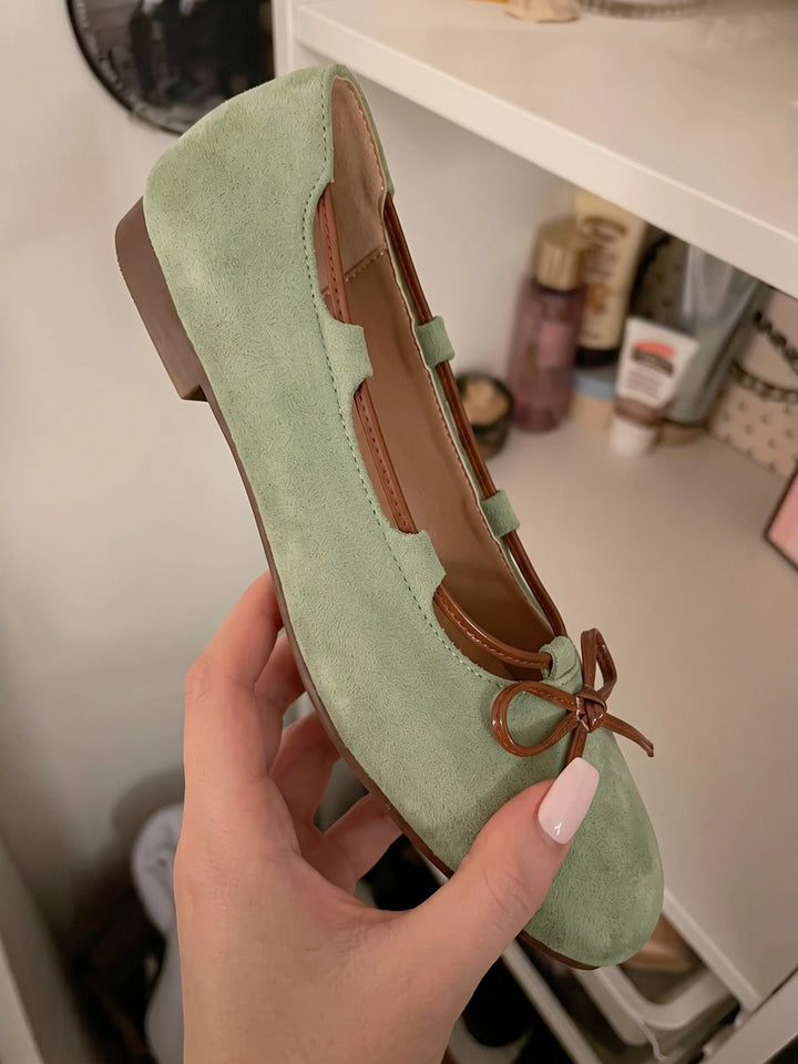 Avelina Sage Suede Bow Flats