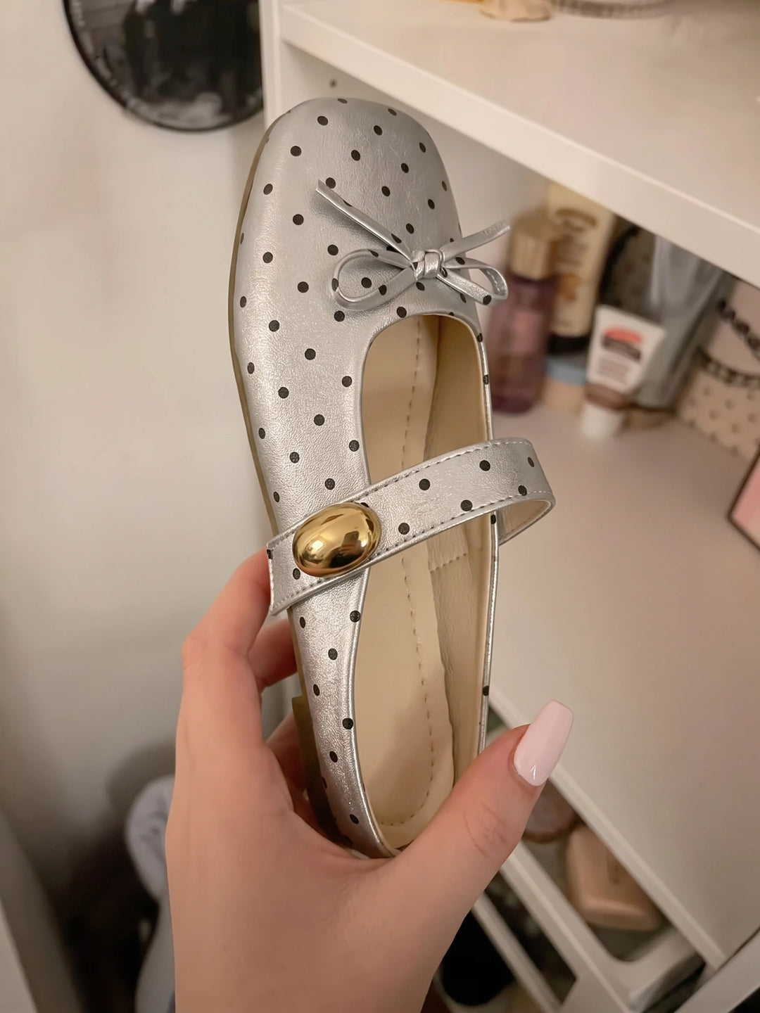 Zibelline Silver Dot Mule Flats