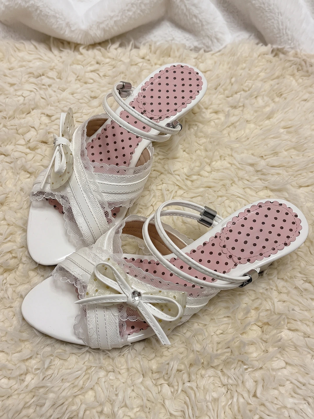 Mariette Polka Lace Slingback Sandals