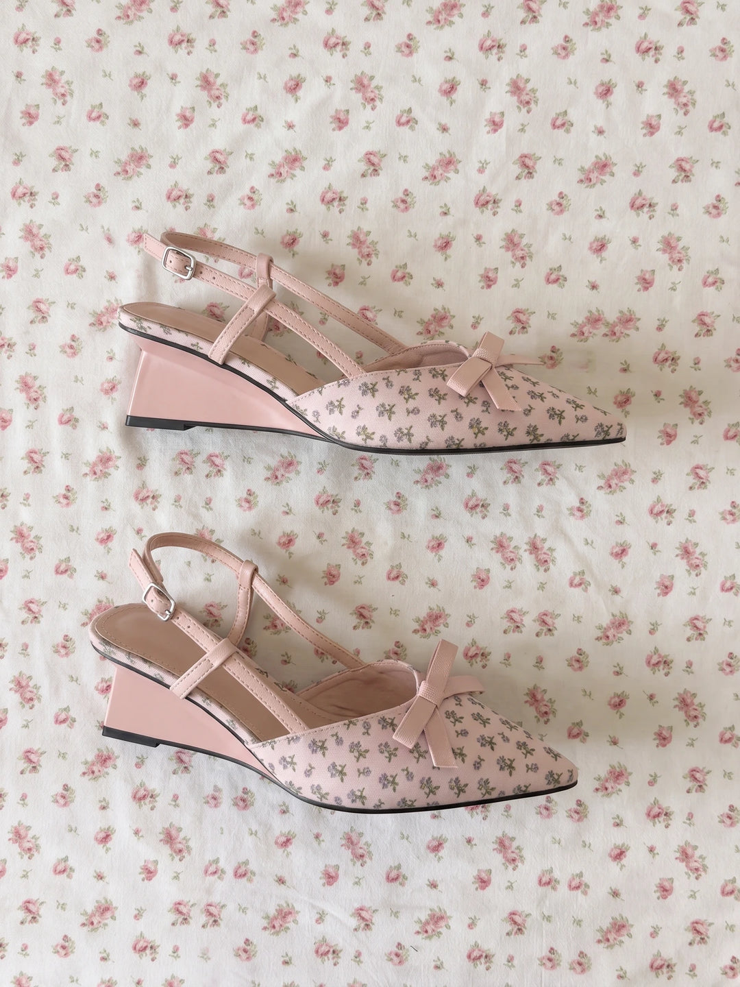 Fleurine Floral Bow Slingback Heels