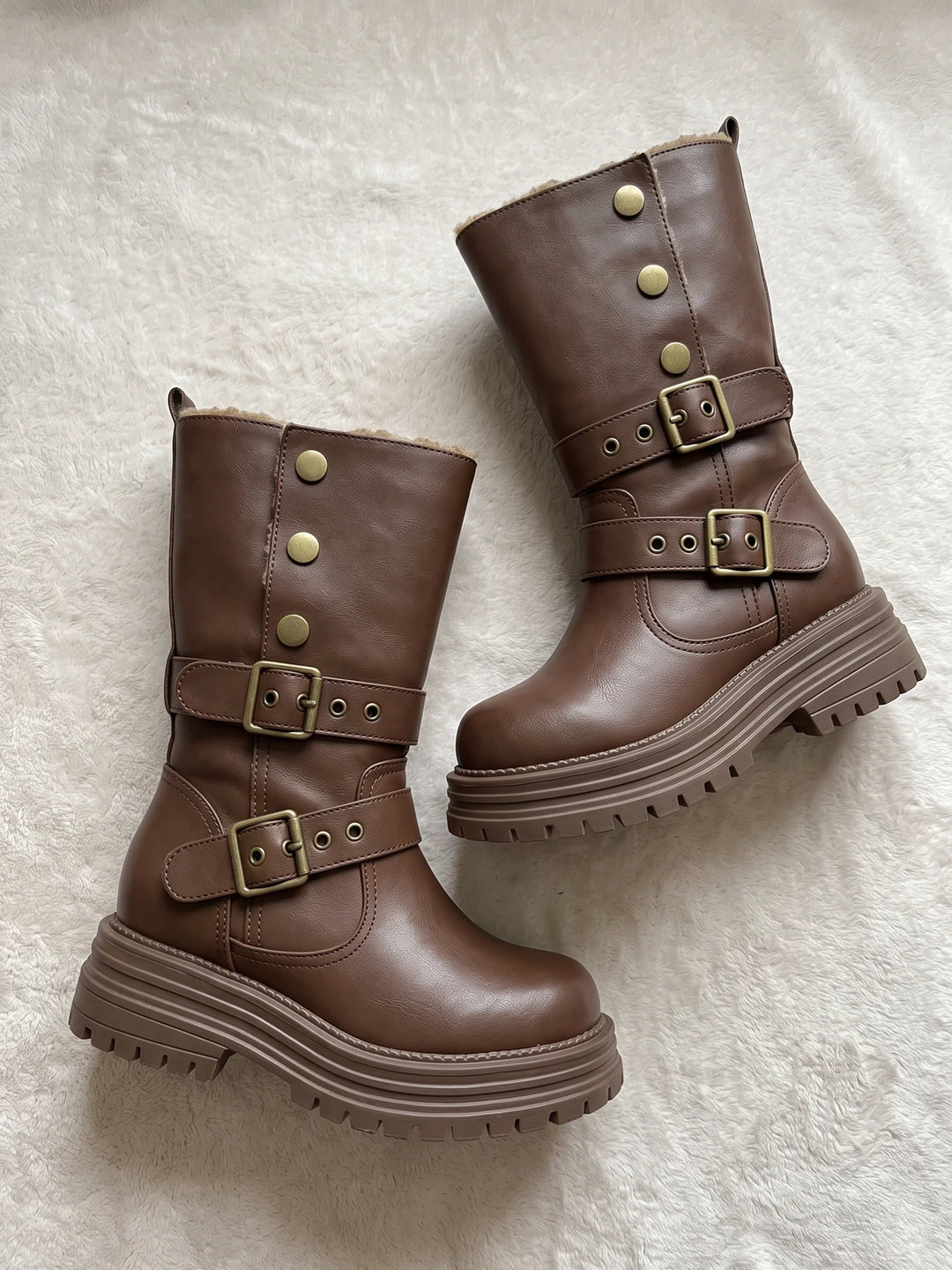 Violaine Buckle Lug Mid-Calf Boots