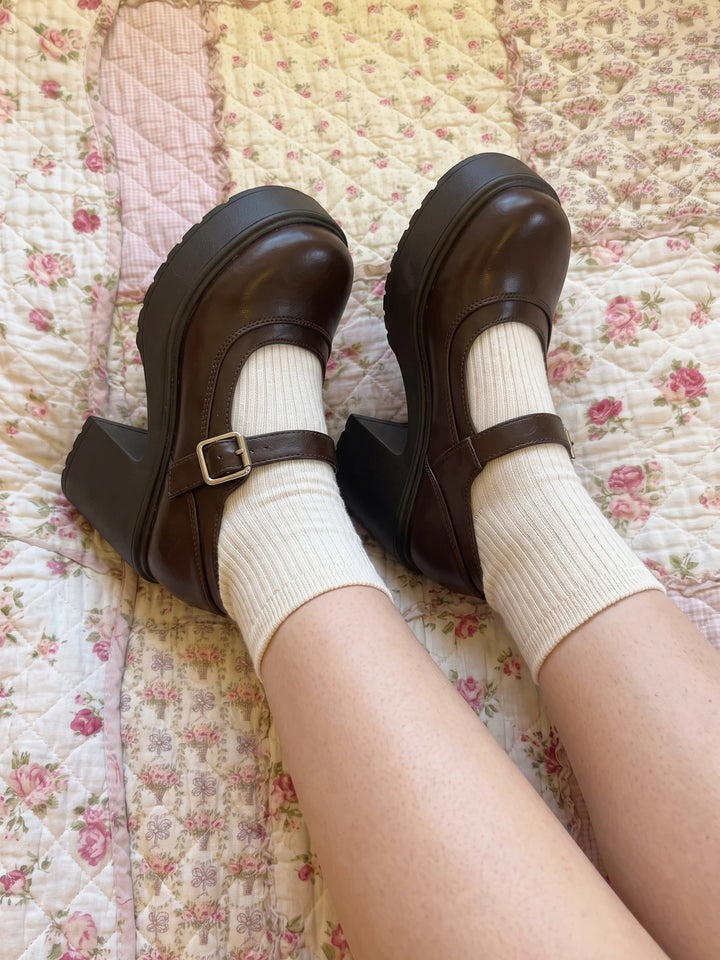 Marichelle Dark Brown Platform Mary Janes