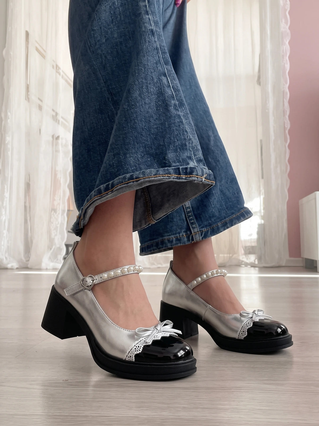 Serena Lace-Trimmed Heels