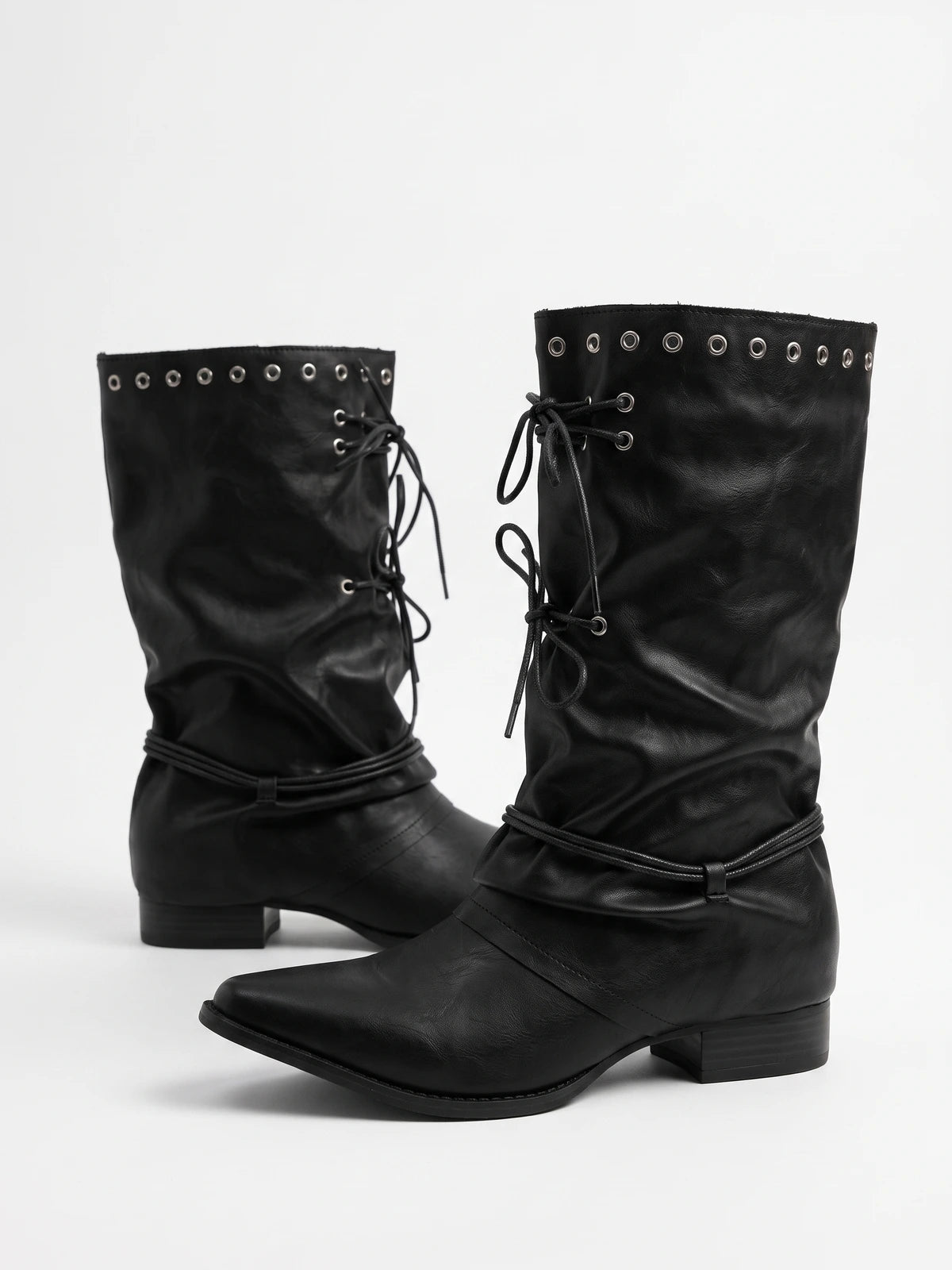 Cleo Pointed Corset-Tie Boots