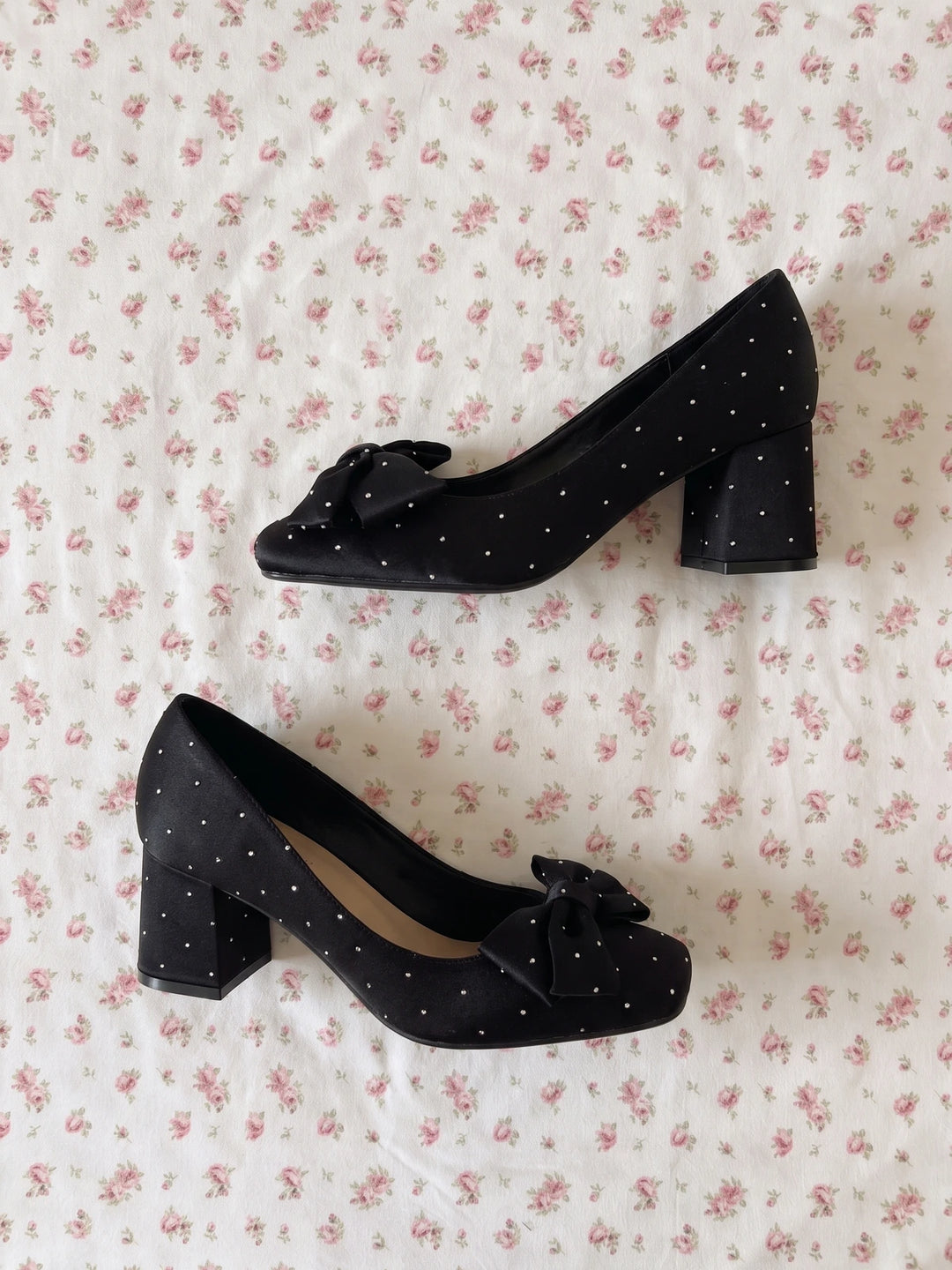 Mirellionna Crystal Bow Block Heels
