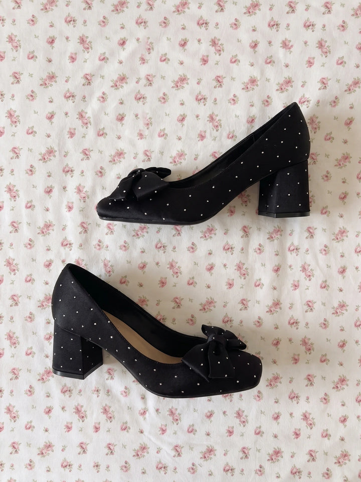 Mirellionna Crystal Bow Block Heels