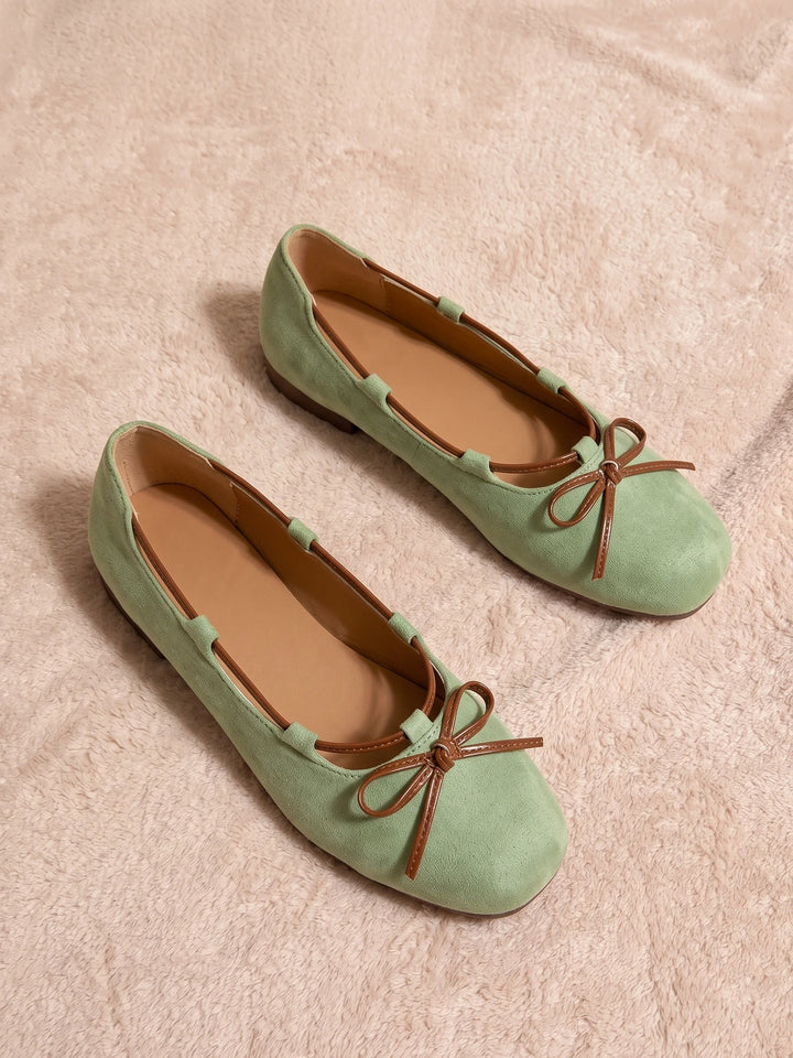 Avelina Sage Suede Bow Flats