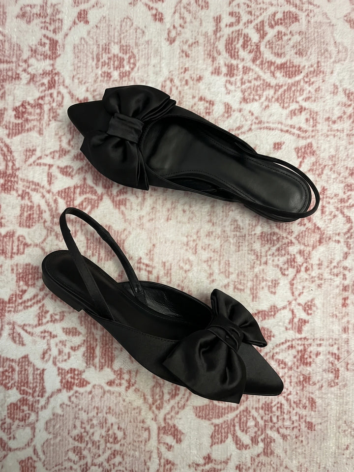 Babetaine Satin Bow Slingback Flats