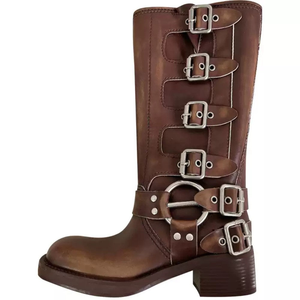 Vintage Buckle Riding Boots