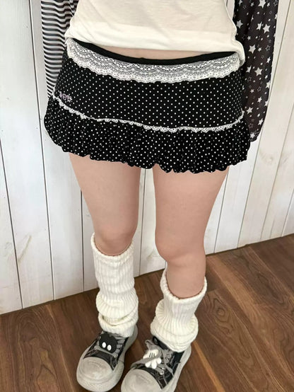 Cute Lace Bubble Mini Skirt