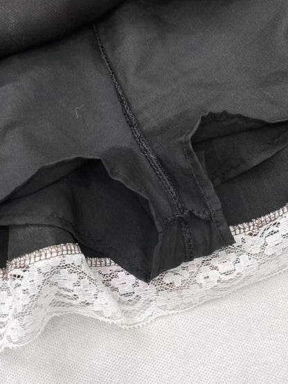 Brown Plaid Lace Mini Skirt