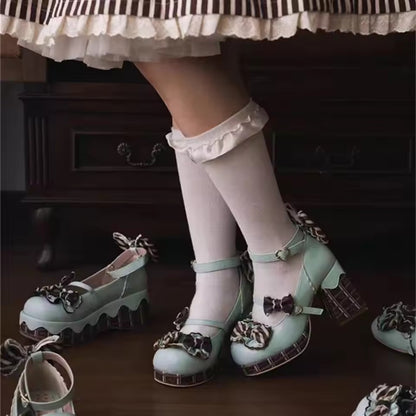 Sweet Ruffle Bow Low-Heel Shoes